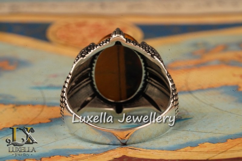 Sterling Silver Tiger's Eye Men's Ring - Handcrafted Unique Silver Ring for Men