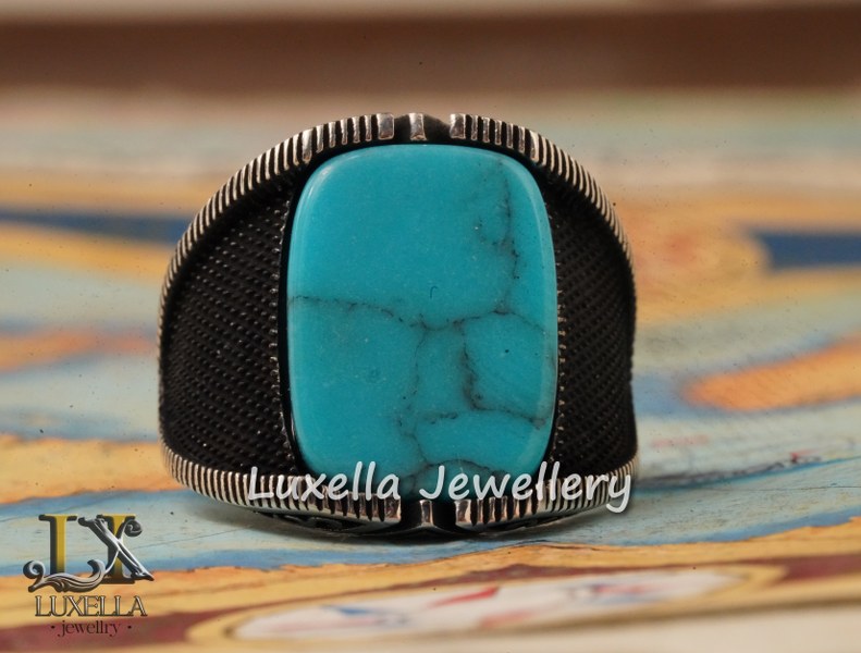 Sterling Silver Turquoise Men's Ring - Handcrafted Statement Jewelry for Men