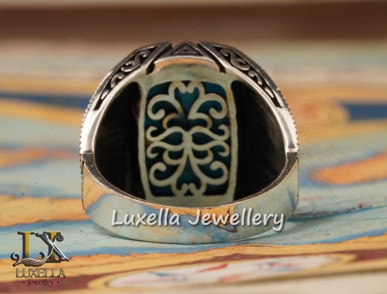 Sterling Silver Turquoise Men's Ring - Handcrafted Statement Jewelry for Men