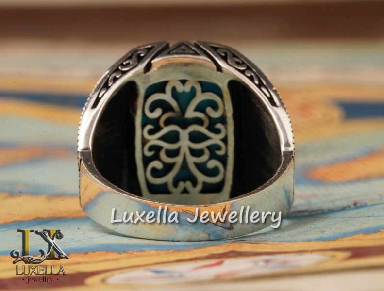 Sterling Silver Turquoise Men's Ring - Handcrafted Statement Jewelry for Men