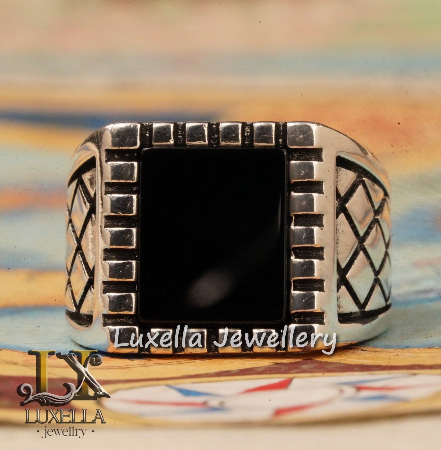 Sterling Silver 925 Onyx Men's Ring - Unique Handmade Men's Ring - Men's Onyx Ring