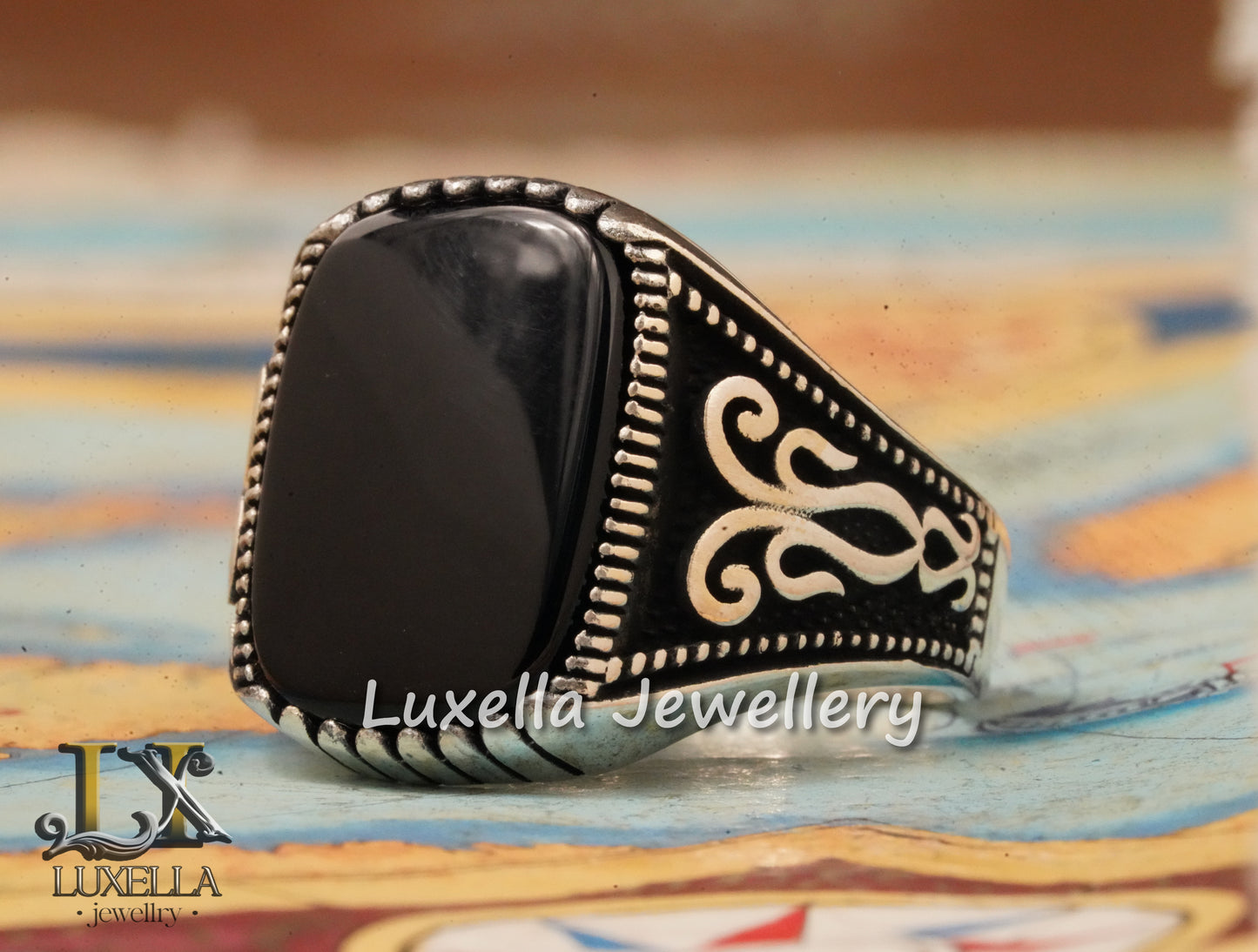 Sterling Silver 925 Onyx Men's Ring - Unique Handmade Men's Ring - Men's Onyx Ring