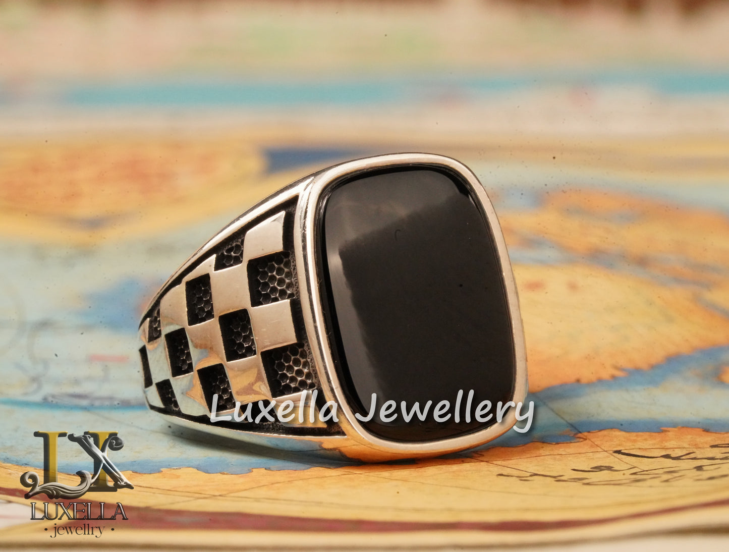 Sterling Silver 925 Onyx Men's Ring - Unique Handmade Men's Ring - Men's Onyx Ring