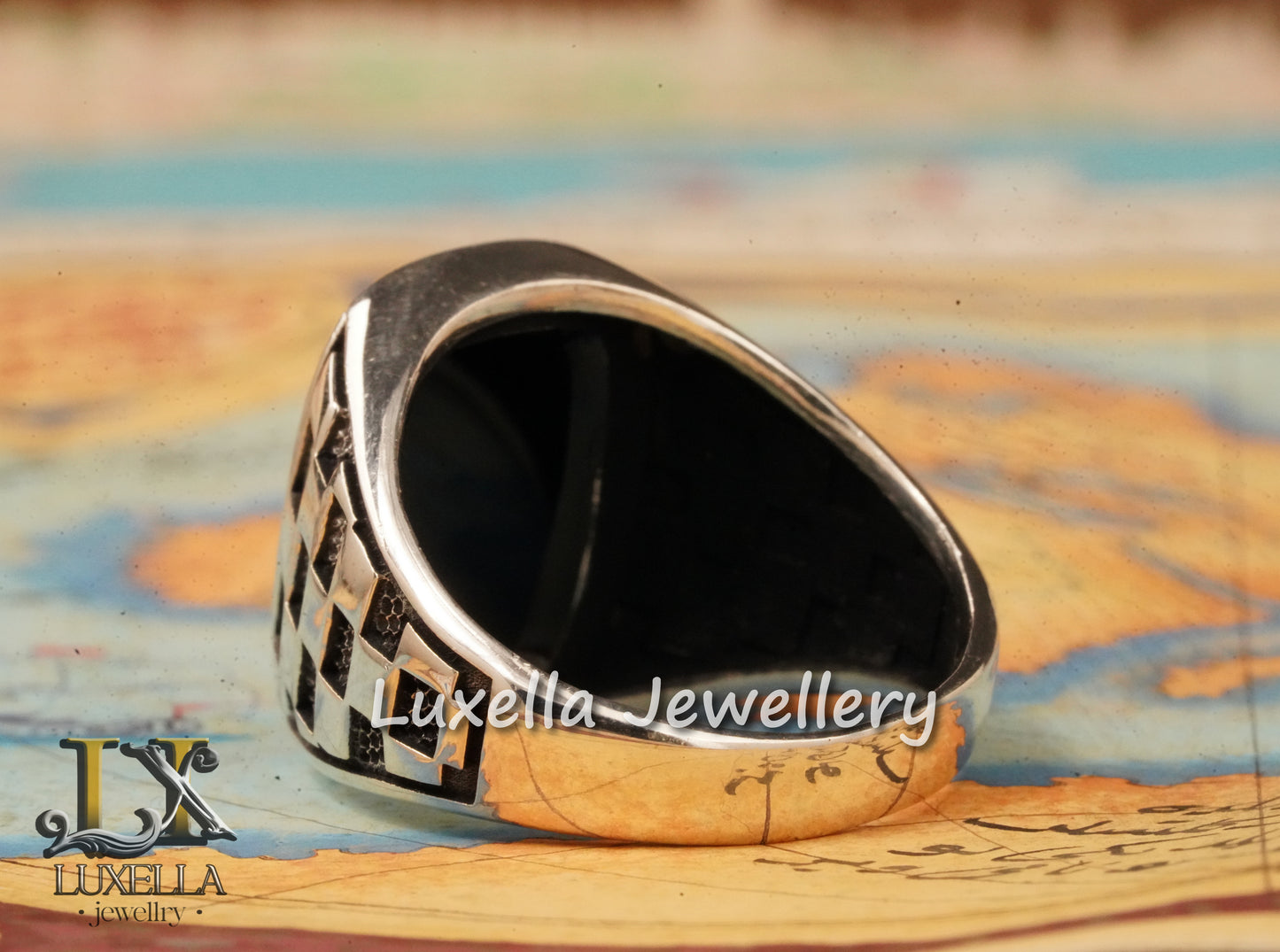 Sterling Silver 925 Onyx Men's Ring - Unique Handmade Men's Ring - Men's Onyx Ring