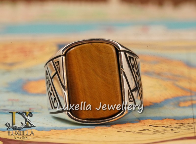 Sterling Silver Tiger's Eye Men's Ring - Handcrafted Unique Silver Ring for Men