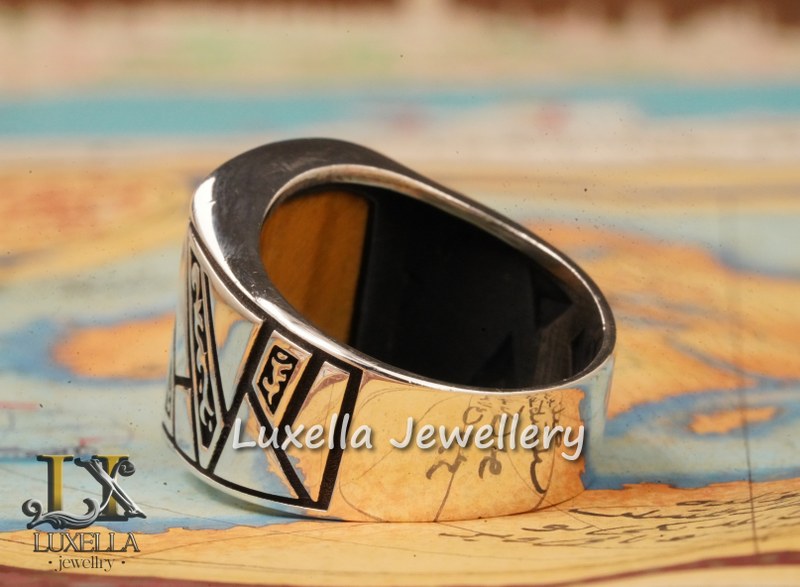 Sterling Silver Tiger's Eye Men's Ring - Handcrafted Unique Silver Ring for Men