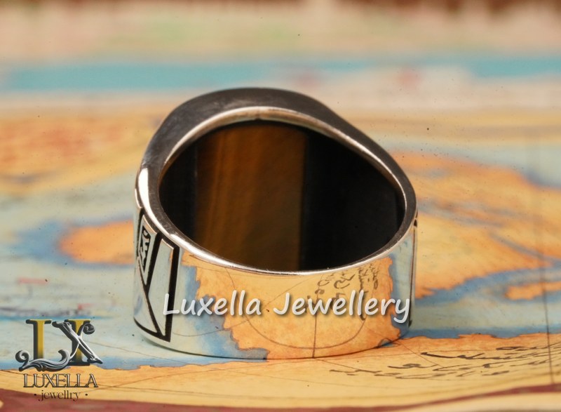 Sterling Silver Tiger's Eye Men's Ring - Handcrafted Unique Silver Ring for Men