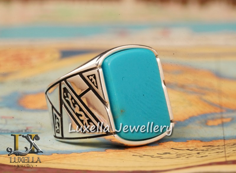 Sterling Silver Turquoise Men's Ring - Handcrafted Statement Jewelry for Men