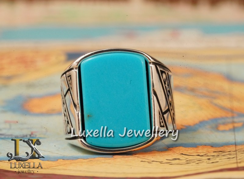 Sterling Silver Turquoise Men's Ring - Handcrafted Statement Jewelry for Men