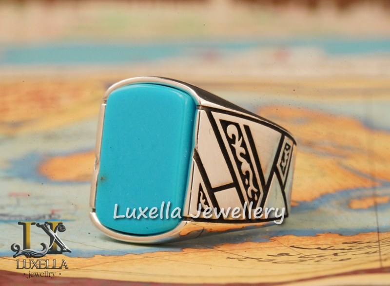 Sterling Silver Turquoise Men's Ring - Handcrafted Statement Jewelry for Men