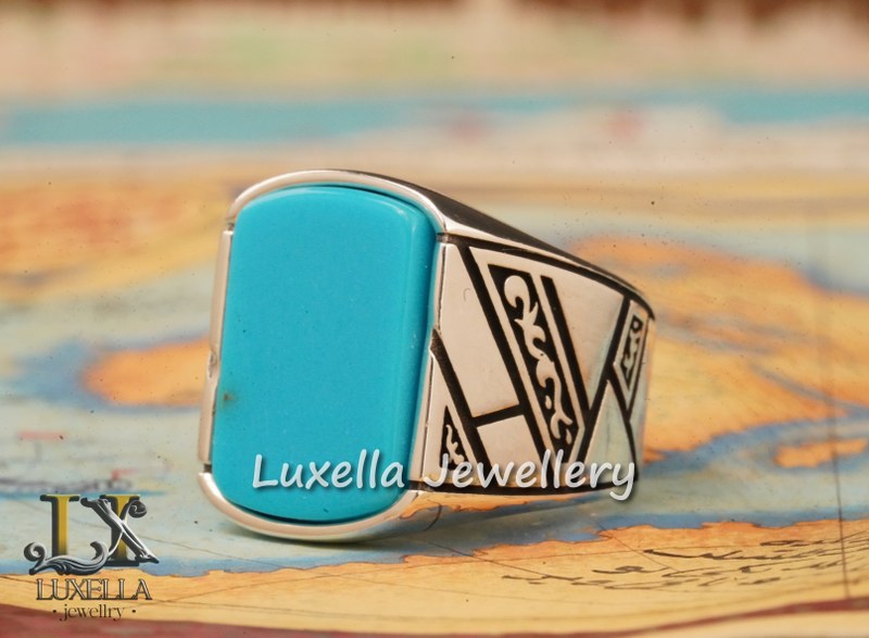 Sterling Silver Turquoise Men's Ring - Handcrafted Statement Jewelry for Men