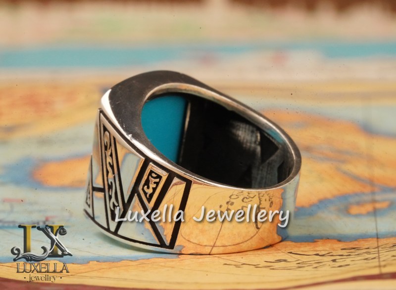 Sterling Silver Turquoise Men's Ring - Handcrafted Statement Jewelry for Men