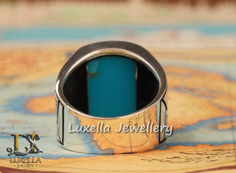 Sterling Silver Turquoise Men's Ring - Handcrafted Statement Jewelry for Men