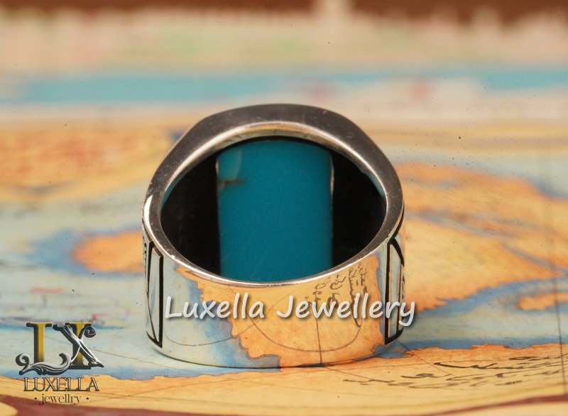 Sterling Silver Turquoise Men's Ring - Handcrafted Statement Jewelry for Men