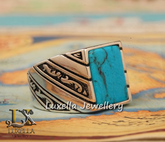 Sterling Silver Turquoise Men's Ring - Handcrafted Statement Jewelry for Men