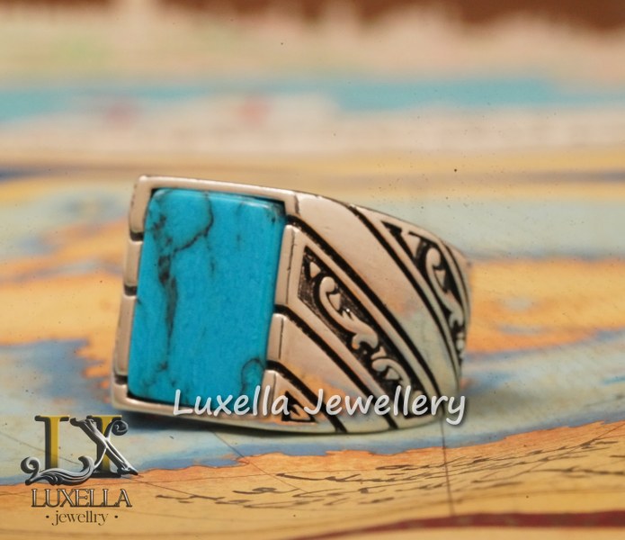 Sterling Silver Turquoise Men's Ring - Handcrafted Statement Jewelry for Men