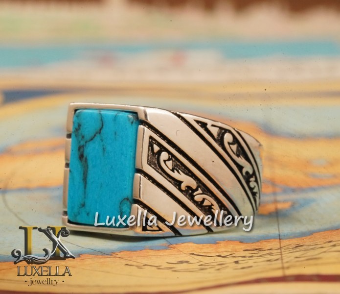 Sterling Silver Turquoise Men's Ring - Handcrafted Statement Jewelry for Men