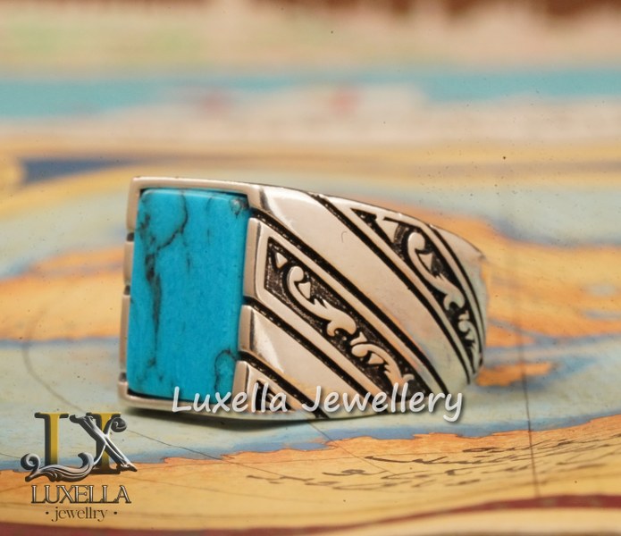 Sterling Silver Turquoise Men's Ring - Handcrafted Statement Jewelry for Men