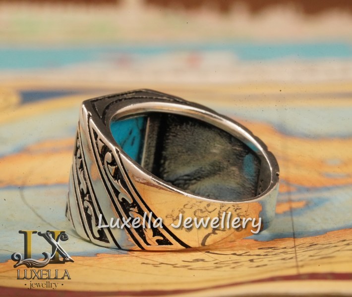 Sterling Silver Turquoise Men's Ring - Handcrafted Statement Jewelry for Men