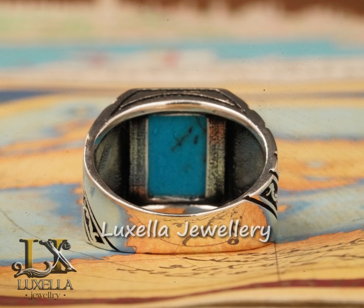 Sterling Silver Turquoise Men's Ring - Handcrafted Statement Jewelry for Men