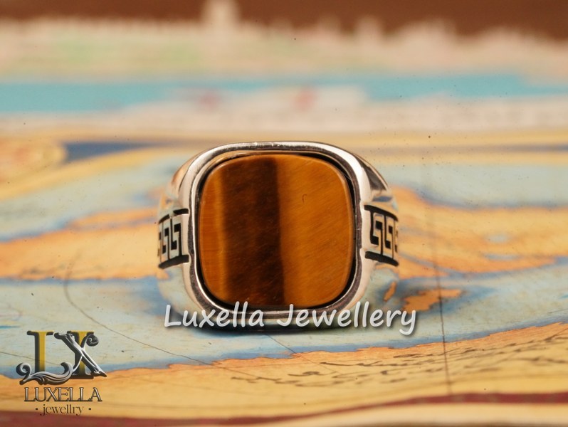 Sterling Silver Tiger's Eye Men's Ring - Handcrafted Unique Silver Ring for Men