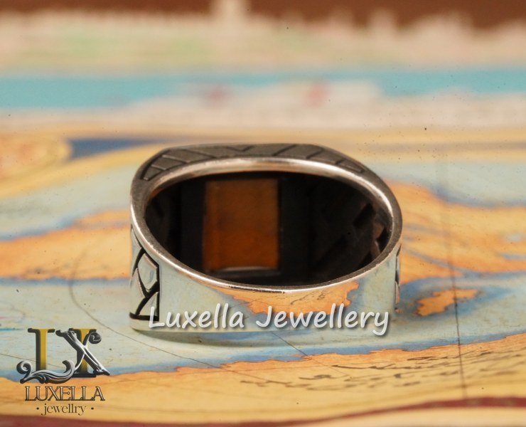 Sterling Silver Tiger's Eye Men's Ring - Handcrafted Unique Silver Ring for Men