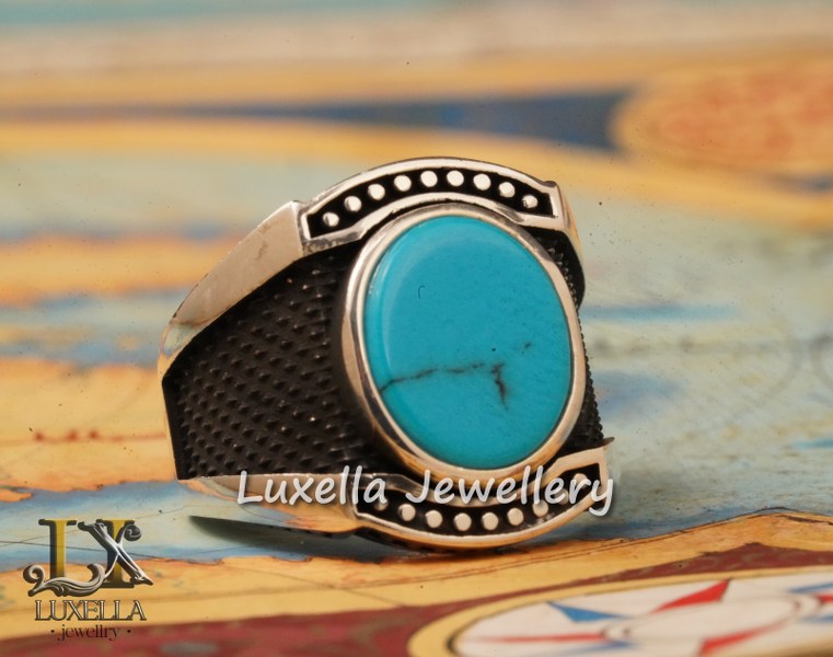 Sterling Silver Turquoise Men's Ring - Handcrafted Statement Jewelry for Men