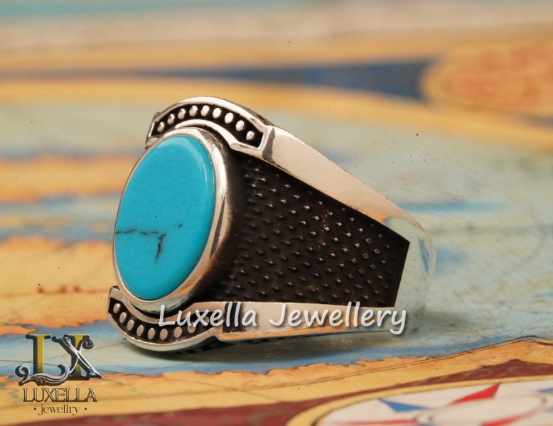 Sterling Silver Turquoise Men's Ring - Handcrafted Statement Jewelry for Men