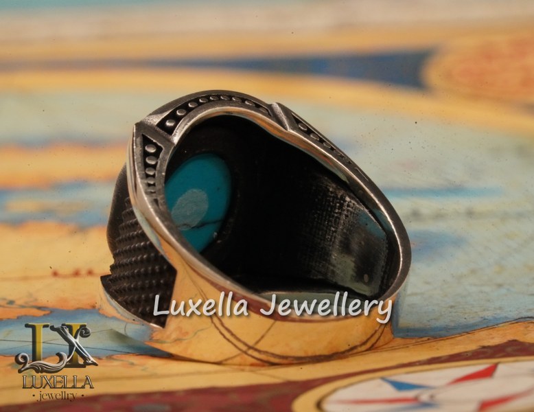 Sterling Silver Turquoise Men's Ring - Handcrafted Statement Jewelry for Men