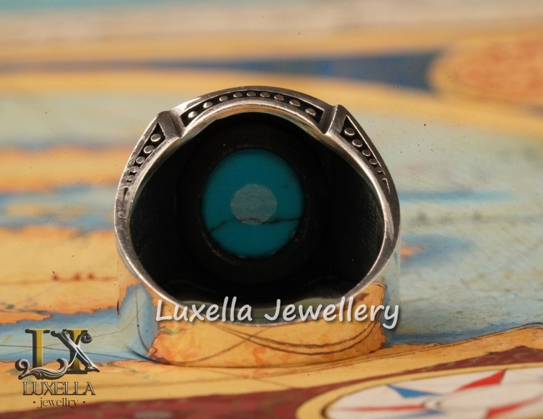 Sterling Silver Turquoise Men's Ring - Handcrafted Statement Jewelry for Men