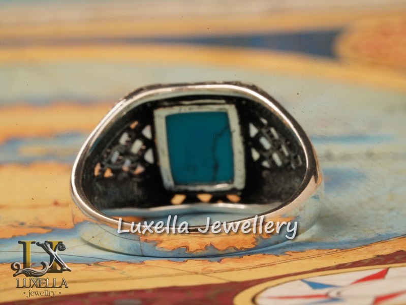 Sterling Silver Turquoise Men's Ring - Handcrafted Statement Jewelry for Men