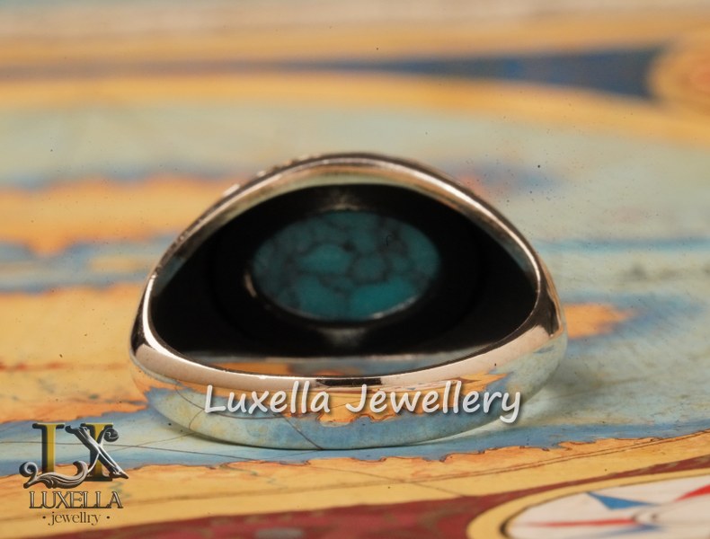 Sterling Silver Turquoise Men's Ring - Handcrafted Statement Jewelry for Men