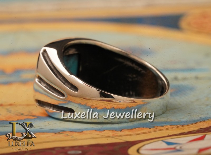 Sterling Silver Turquoise Men's Ring - Handcrafted Statement Jewelry for Men