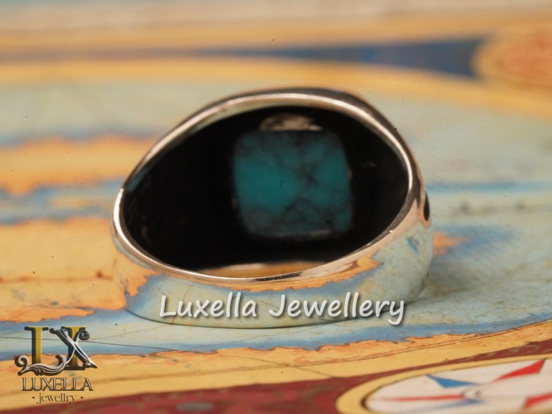 Sterling Silver Turquoise Men's Ring - Handcrafted Statement Jewelry for Men