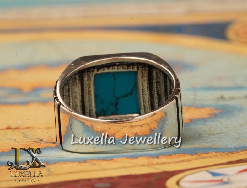 Sterling Silver Turquoise Men's Ring - Handcrafted Statement Jewelry for Men