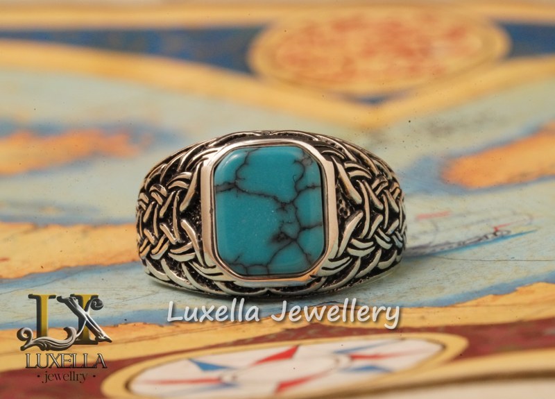 Sterling Silver Turquoise Men's Ring - Handcrafted Statement Jewelry for Men