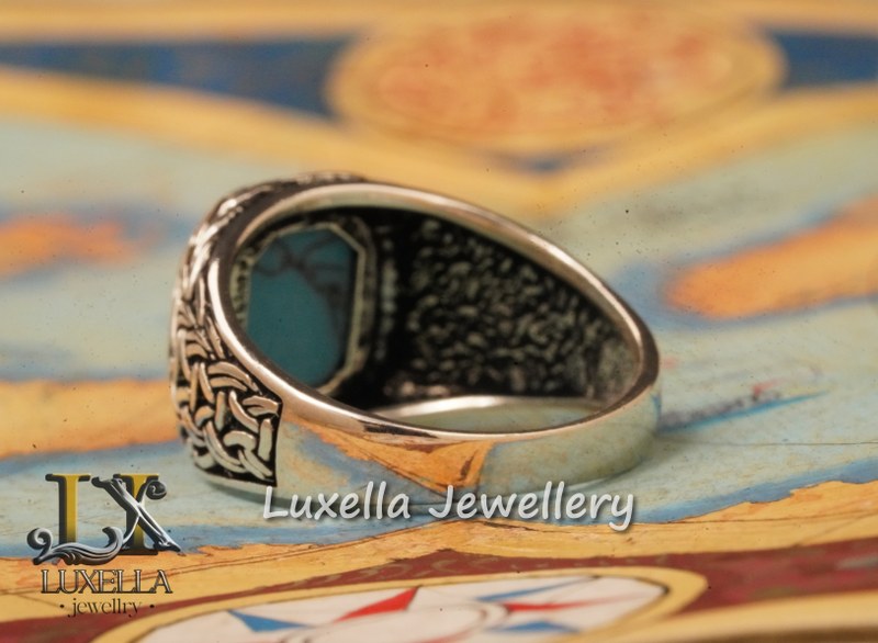 Sterling Silver Turquoise Men's Ring - Handcrafted Statement Jewelry for Men