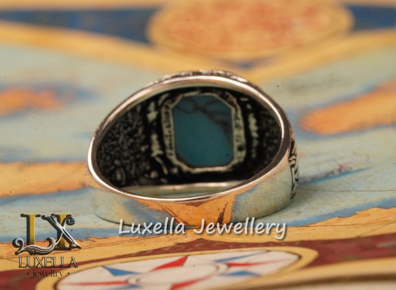 Sterling Silver Turquoise Men's Ring - Handcrafted Statement Jewelry for Men