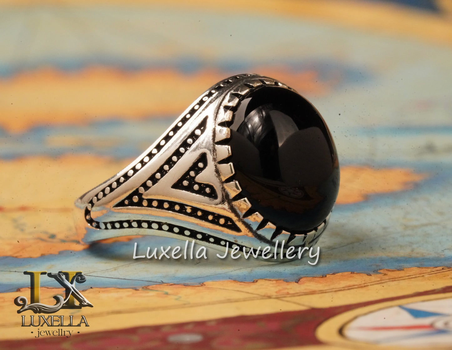 Sterling Silver 925 Onyx Men's Ring - Unique Handmade Men's Ring - Men's Onyx Ring