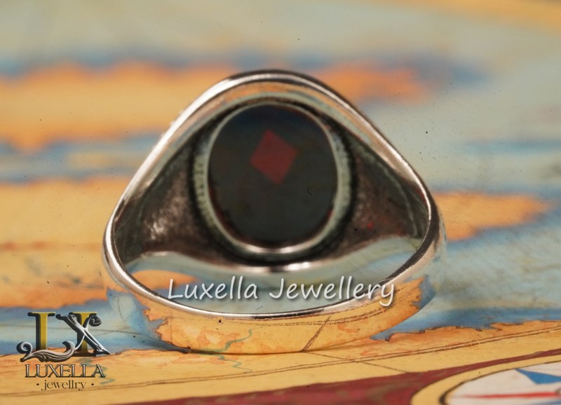 Sterling Silver Garnet Men's Ring - Handcrafted Jewelry for Bold Style