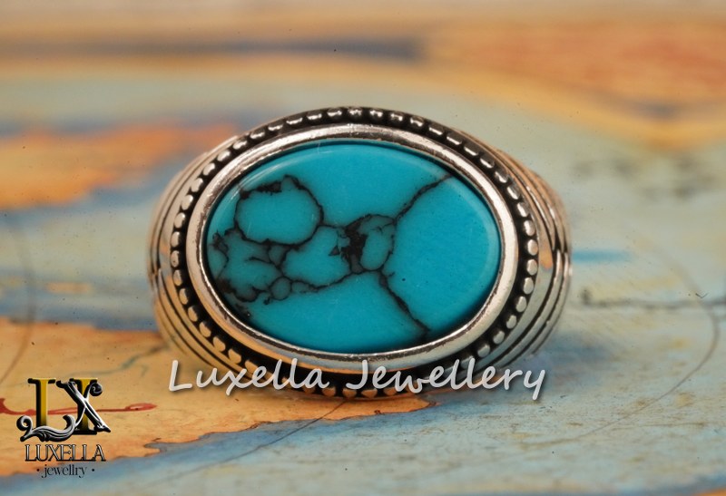 Sterling Silver Turquoise Men's Ring - Handcrafted Statement Jewelry for Men