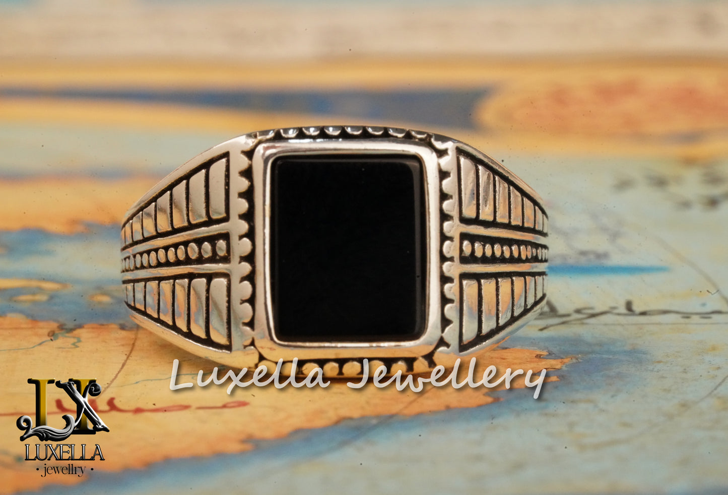 Sterling Silver 925 Onyx Men's Ring - Unique Handmade Men's Ring - Men's Onyx Ring