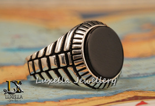 Sterling Silver 925 Onyx Men's Ring - Unique Handmade Men's Ring - Men's Onyx Ring