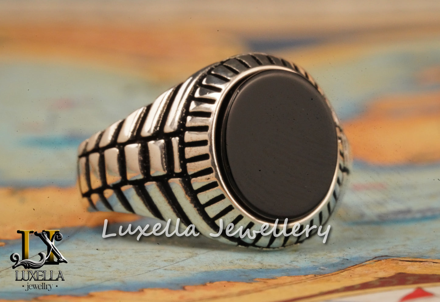 Sterling Silver 925 Onyx Men's Ring - Unique Handmade Men's Ring - Men's Onyx Ring