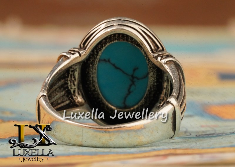 Sterling Silver Turquoise Men's Ring - Handcrafted Statement Jewelry for Men