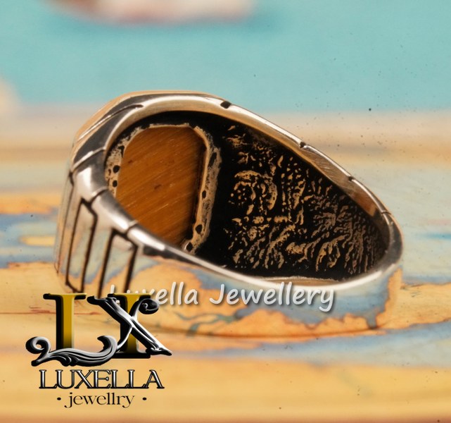 Sterling Silver Zircon   Tiger's Eye Men's Ring - Unique Jewelry for Men