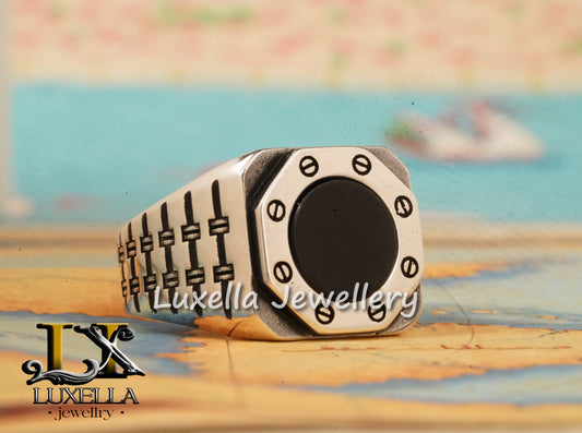 Sterling Silver 925 Onyx Men's Ring - Unique Handmade Men's Ring - Men's Onyx Ring