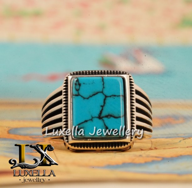 Sterling Silver Turquoise Men's Ring - Handcrafted Statement Jewelry for Men