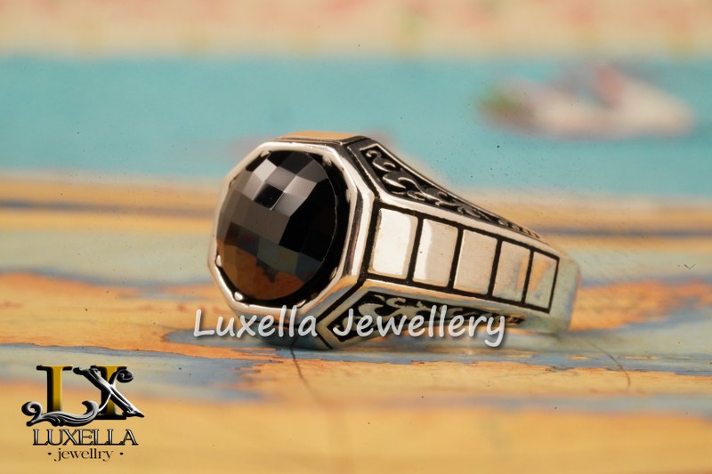 Sterling Silver Black Onyx Zircon Men's Ring - Unique Handmade Ring for Men