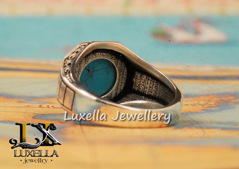 Sterling Silver Turquoise Men's Ring - Handcrafted Statement Jewelry for Men